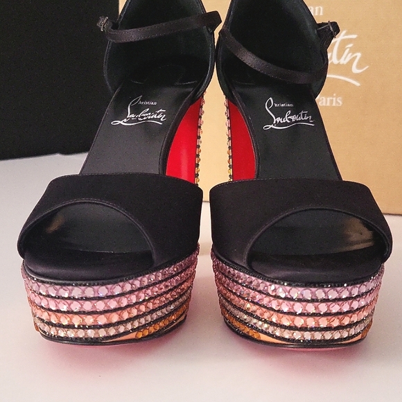 NIB2295 CHRISTIAN LOUBOUTIN Sandaloo Strass Red Sole Platform Sandals 38.5 8 - Picture 8 of 16